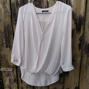 Tart White Wrap Blouse with 3/4 Sleeves M